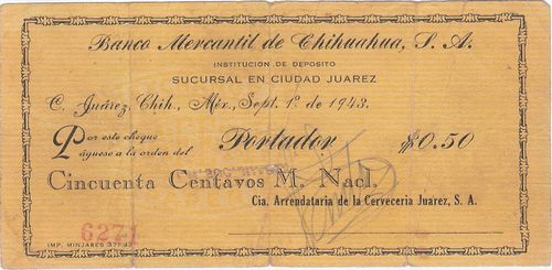 Cerveceria Juarez 50c 6271
