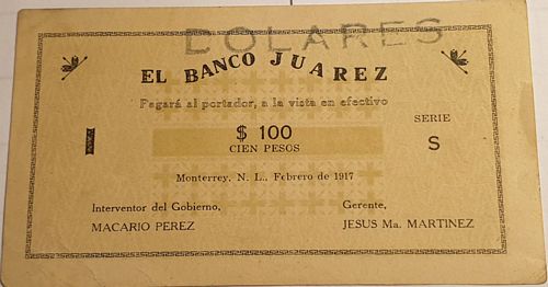 Banco Juarez 100 S