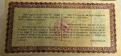Federacion Vasconcelista 1 reverse