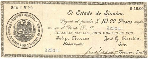Estado Sinaloa 10 V bis 325343