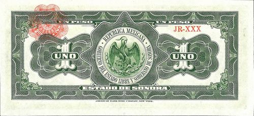 Estado de Sonora 1 A 83398 reverse