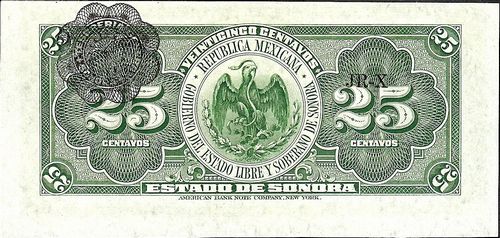 Estado de Sonora 25c A 23061 reverse