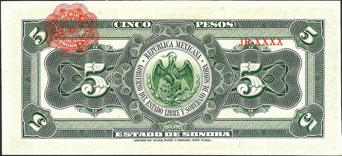 Estado de Sonora 5 A 100667 reverse