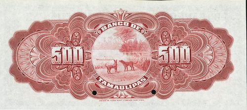 Tamaulipas 500 specimen reverse