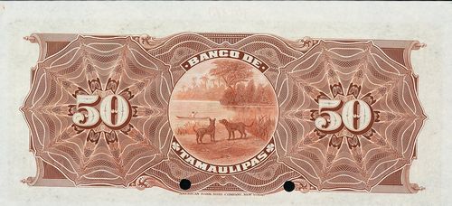 Tamaulipas 50 H 00000 reverse
